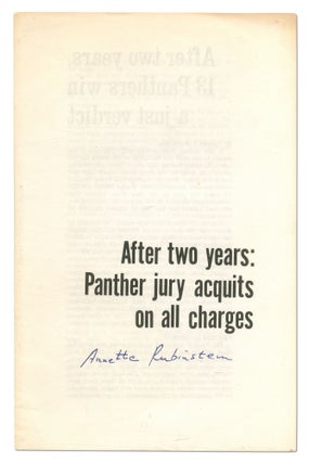 Item #550477 After Two Years: Panther Jury Acquits on All Charges. Annette T. RUBINSTEIN
