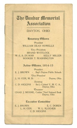 Item #550545 The Dunbar Memorial Association. Dayton, Ohio. Honorary Officers: President William...