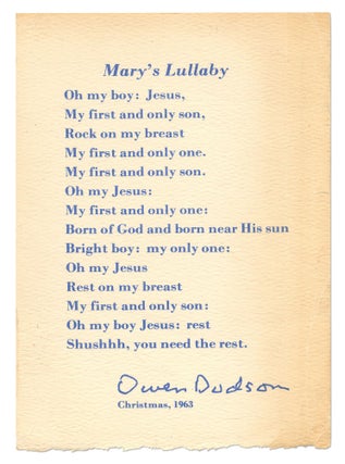 Item #550586 Mary’s Lullaby. Owen DODSON