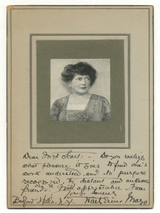 Inscribed Photographic Portrait of Katherine Mayo. Katherine MAYO.
