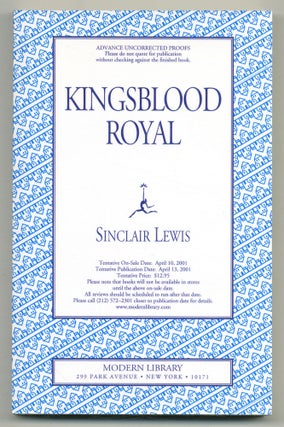 Item #550978 Kingsblood Royal. Sinclair LEWIS