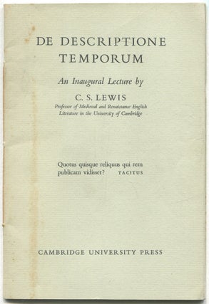 Item #551450 De Descriptione Temporum. C. S. LEWIS