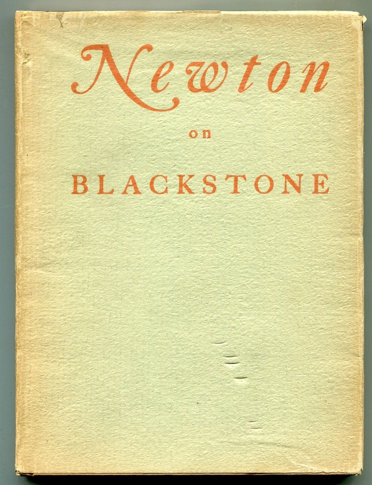 Item #551694 Newton on Blackstone. A. Edward NEWTON.