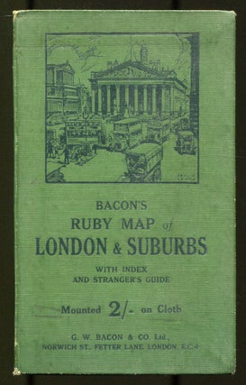 Item #552411 Bacon's Ruby Map of London and Suburbs with Index and Stranger's Guide