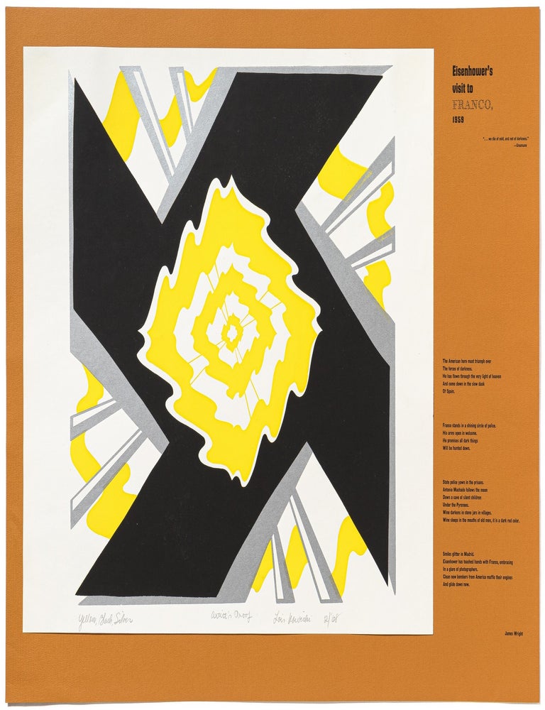 Broadside]: Eisenhower's Visit to Franco, 1959 [from] Ligature '68: A Co-operative. James. Lois Nowicki WRIGHT, illustrated.