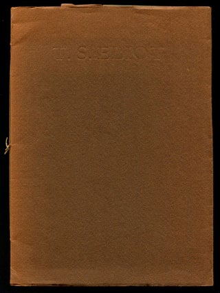 T.S. Eliot: A Memoir and a Tribute. Henry RAGO.