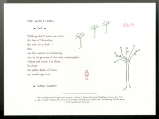 Item #552699 [Broadside]: The Word Home. Franz WRIGHT