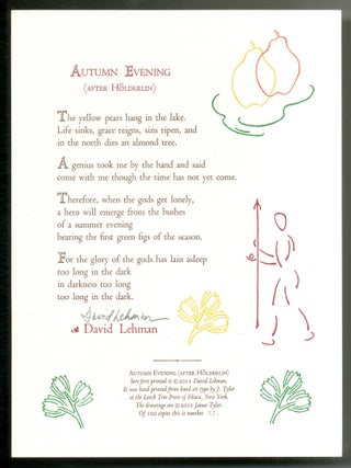 Broadside]: Autumn Evening (After Holderlin. David LEHMAN.