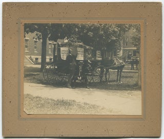 Item #554242 [Cabinet photograph]: One-Horse Carriage Festooned with Broadsides for a Baseball...