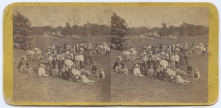 Item #554262 [Baseball stereograph card, captioned]: Central Park, (New York) Base Ball Day. E....