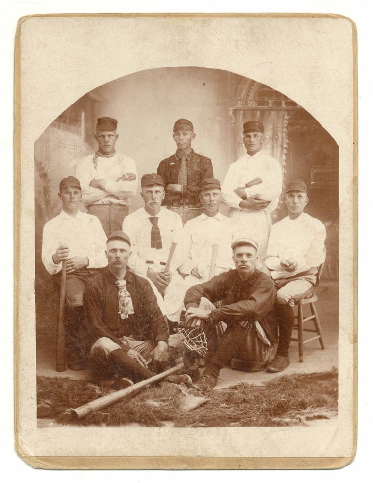 Boudoir cabinet card photograph]: Baseball Team. Circa 1880