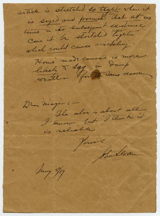 Two page Autograph Letter Signed ("John Sloan")