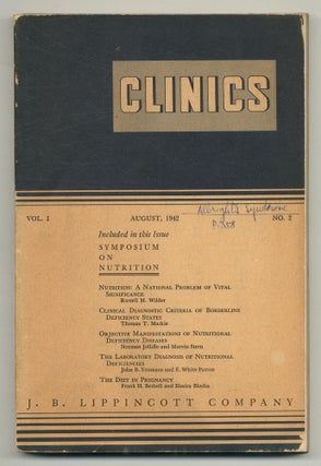 Item #556106 Symposium on Nutrition [in] Clinics – Vol. I, No. 2, August 1942. Russell WILDER,...