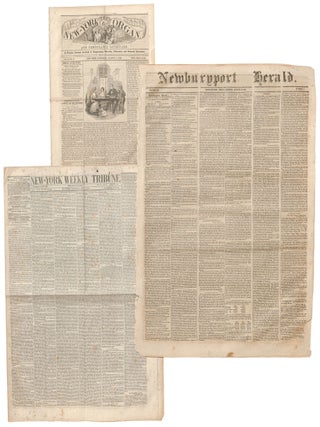 Item #557332 Contemporary Newspaper Reports of the 1848 Seneca Falls Convention and Rochester...