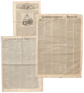 Item #557332 Contemporary Newspaper Reports of the 1848 Seneca Falls Convention and Rochester...