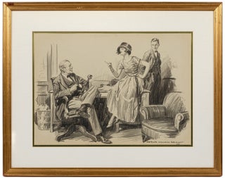 Item #558279 Original Illustration of Young Women Lecturing Two Men. Arthur William BROWN