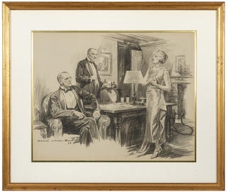 Item #558294 Original Illustration of Women in Serious Talk with Two Men. Arthur William BROWN