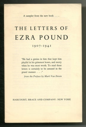 Item #559482 A Sampler From the New Book: The Letters of Ezra Pound 1907-1941. Ezra POUND, D D....