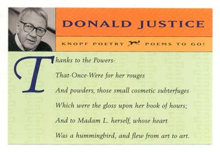 Item #559966 [Postcard]: Thanks to the Powers-. Donald JUSTICE
