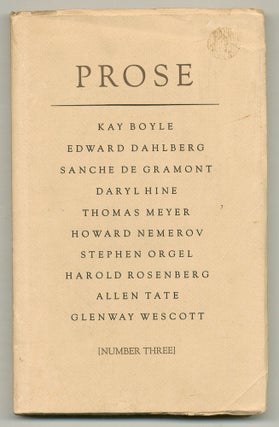 Item #561345 Prose – Number Three. Howard NEMEROV, Allen Tate, Harold Rosenberg, Stephen Orgel,...