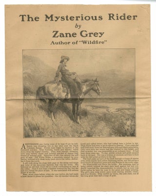 Item #562470 [First Serial Installment]: The Mysterious Rider. Zane GREY