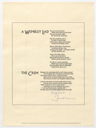 Broadside]: A Wembley Lad / The Crem. John BETJEMAN.