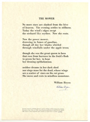 Broadside]: The Mower. William HEYEN.