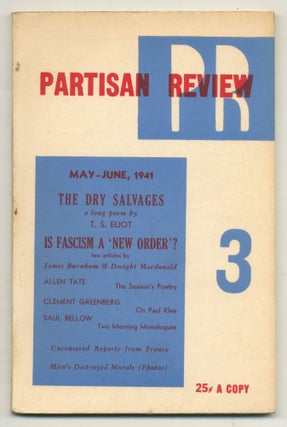 Item #563968 Partisan Review – Volume VIII, Number 3, May-June, 1941. T. S. ELIOT, John Melvin,...