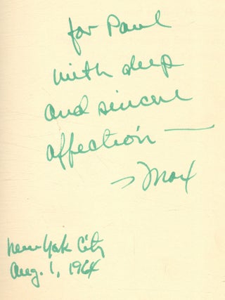 The Mantis and The Moth [in Two Jackets, One With a Large Interior Inscription Regarding the Publication Party]