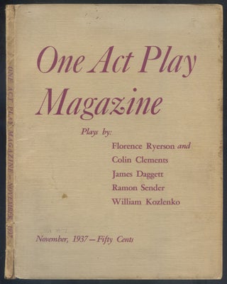 Item #565372 One Act Play Magazine – November 1937 (Volume I, No. 7). Florence RYERSON, William...
