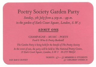 Item #565595 [Event Invitation]: Poetry Society Garden Party
