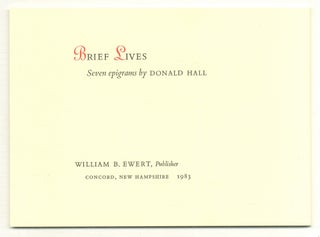Item #565757 Brief Lives. Donald HALL