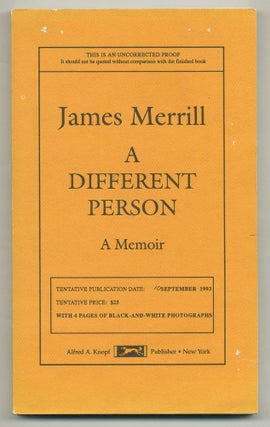 Item #566476 A Different Person: A Memoir. James MERRILL
