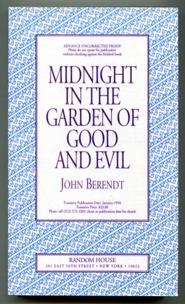 Item #566962 Midnight in the Garden of Good and Evil: A Savannah Story. John BERENDT