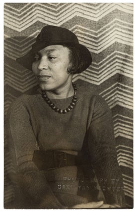 Item #566969 Postcard-size Portrait photograph of Zora Neale Hurston. Zora Neale HURSTON, Carl...