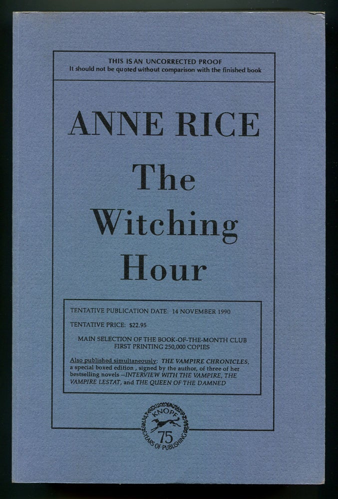 Item #567297 The Witching Hour. Anne RICE.
