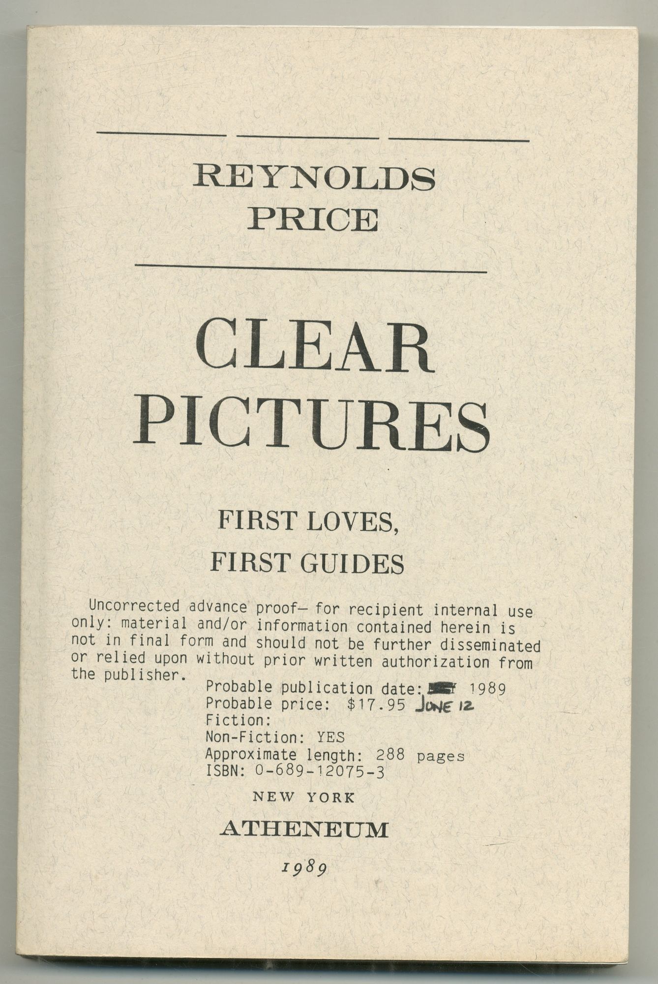 Clear Pictures: First Loves, First Guides | Reynolds PRICE