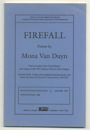 Item #567932 Firefall: Poems. Mona VAN DUYN