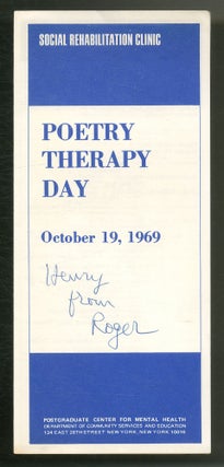 Item #569231 [Event Program]: Poetry Therapy Day: October 19, 1969. Social Rehabilitation Clinic