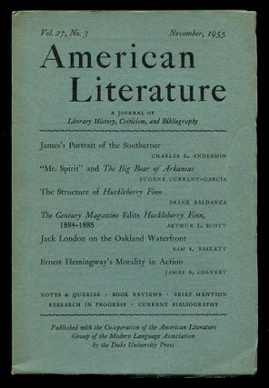 Item #569314 American Literature – Volume XXVII, Number 3, November, 1955. Jack LONDON, Arlin...