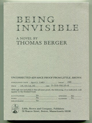 Item #569791 Being Invisible. Thomas BERGER