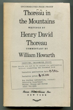Item #570943 Thoreau in The Mountains. Henry David THOREAU