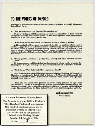 Item #57156 "To the Voters of Oxford" William FAULKNER