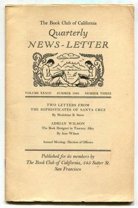 Item #572370 Quarterly News-Letter – Vol. XXXIII, No. 3, Summer 1968 (The Book Club of California