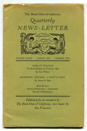 Item #572372 Quarterly News-Letter – Vol. XXXIII, No. 2, Spring 1968 (The Book Club of California