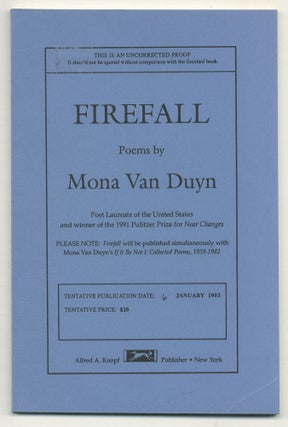 Item #573359 Firefall: Poems. Mona VAN DUYN