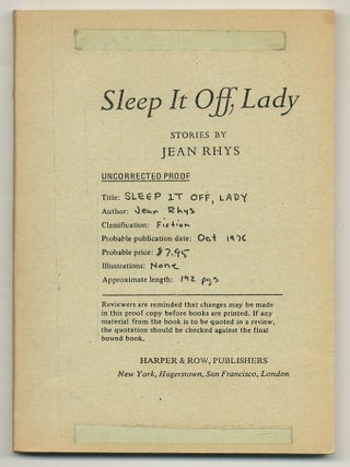 Item #574193 Sleep It Off, Lady. Jean RHYS
