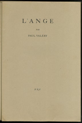 Item #575197 l'Ange. Paul VALÉRY