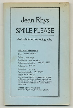 Item #575220 Smile Please: An Unfinished Autobiography. Jean RHYS