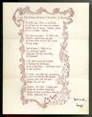 Broadside Poem]: Lady Sara Bunbury Sacrificing tot he Graces, by Reynolds. Daryl HINE, Joshua Reynolds.